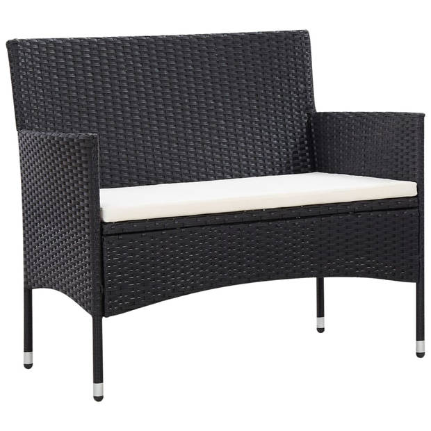 vidaXL 5-delige Loungeset met kussens poly rattan zwart