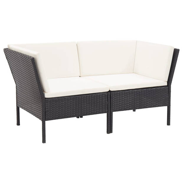 vidaXL 6-delige Loungeset met kussens poly rattan zwart