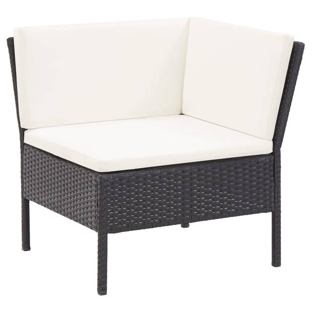 vidaXL 6-delige Loungeset met kussens poly rattan zwart