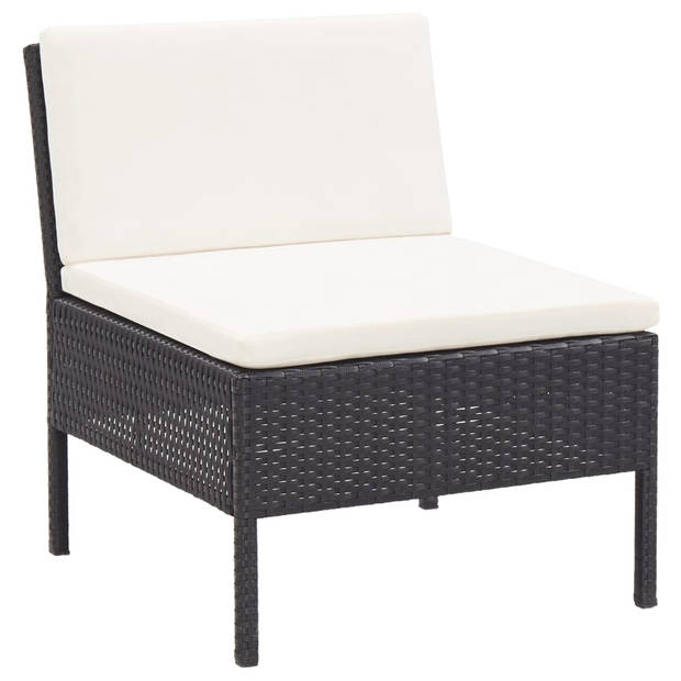 vidaXL 6-delige Loungeset met kussens poly rattan zwart