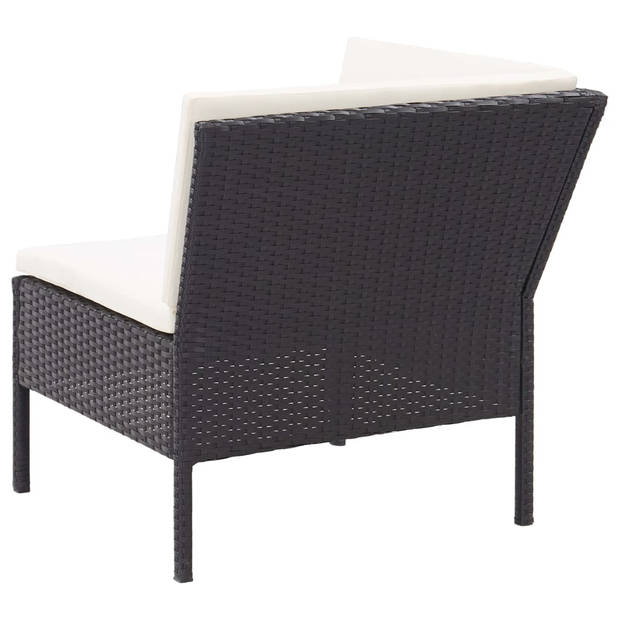 vidaXL 6-delige Loungeset met kussens poly rattan zwart