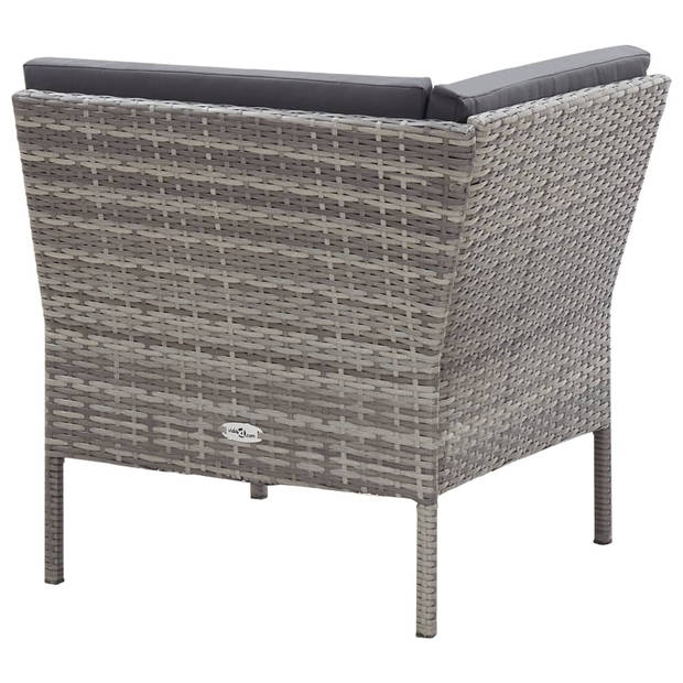 vidaXL 6-delige Loungeset met kussens poly rattan grijs