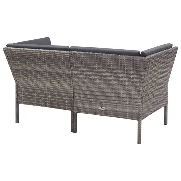 vidaXL 6-delige Loungeset met kussens poly rattan grijs