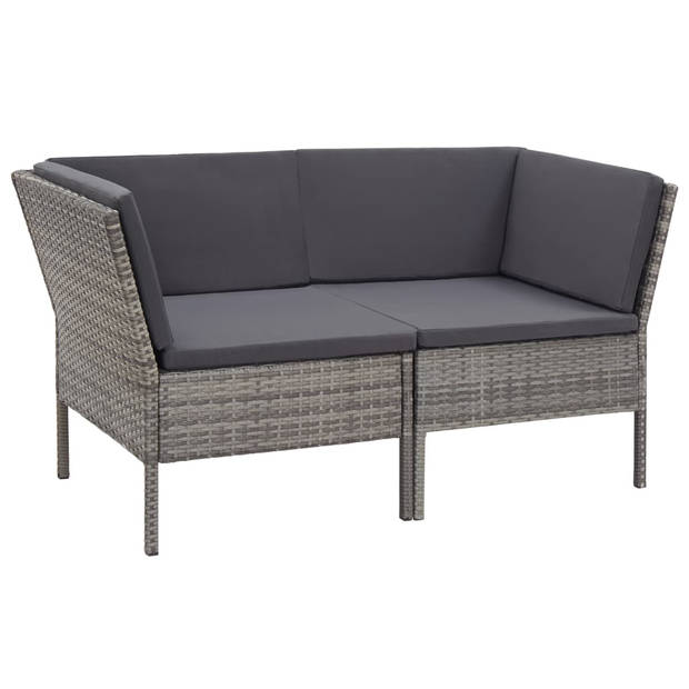 vidaXL 8-delige Loungeset met kussens poly rattan grijs