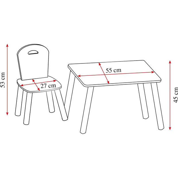 Stevige Kindertafel set met Stoeltjes - Tekentafel Kinderen