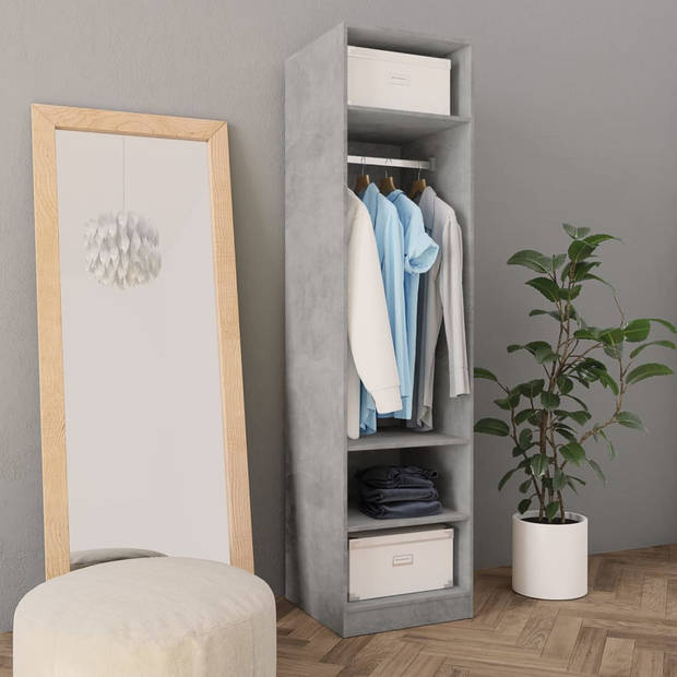 The Living Store Kledingkast Compacte Betongrijs 50x50x200 cm - Stevig en Duurzaam