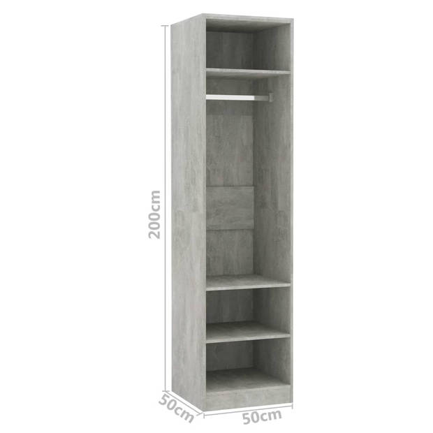 The Living Store Kledingkast Compacte Betongrijs 50x50x200 cm - Stevig en Duurzaam