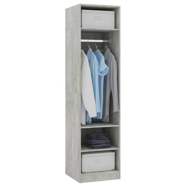 The Living Store Kledingkast Compacte Betongrijs 50x50x200 cm - Stevig en Duurzaam