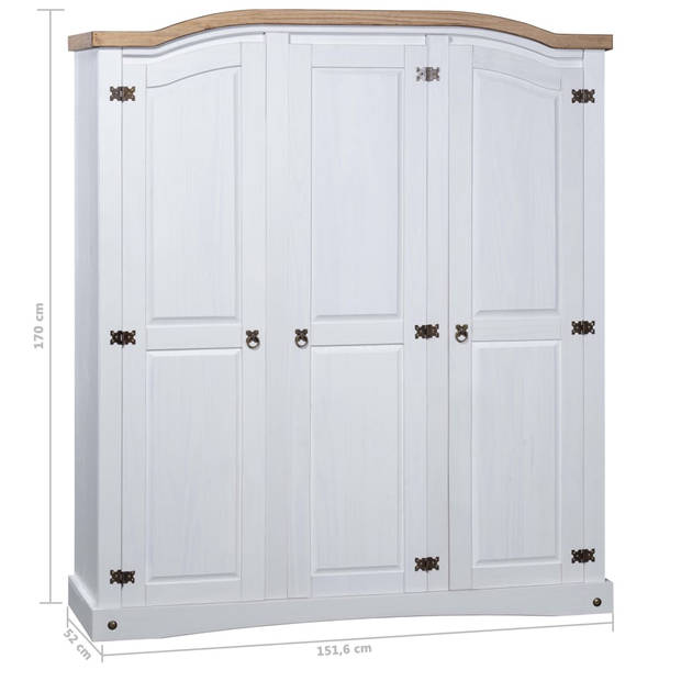 The Living Store Kledingkast Corona - 151.6 x 52 x 170 cm - Massief grenenhout