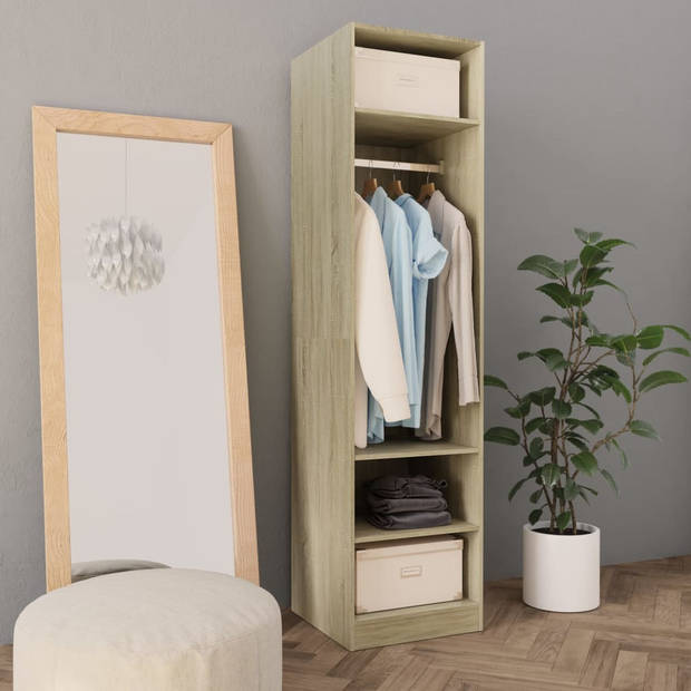 The Living Store Kledingkast Compact - 50 x 50 x 200 cm - Sonoma Eiken