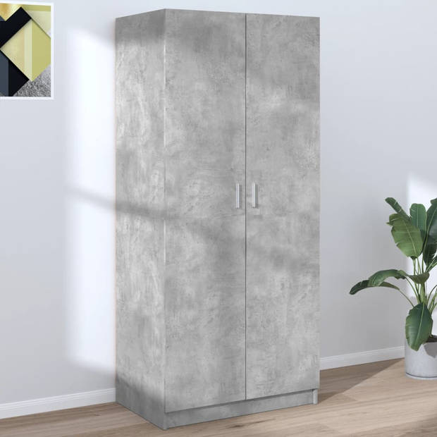 The Living Store Kledingkast Compact - 80x52x180 cm - Betongrijs