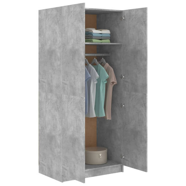 The Living Store Kledingkast Compact - 80x52x180 cm - Betongrijs