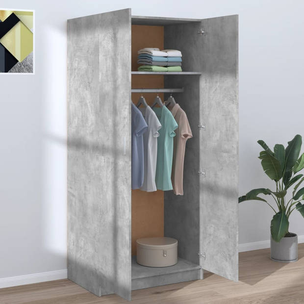 The Living Store Kledingkast Compact - 80x52x180 cm - Betongrijs