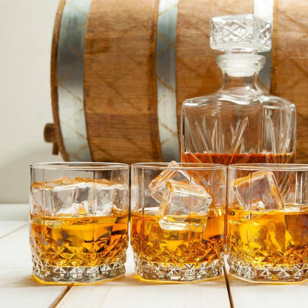 OTIX Whiskey Karaf - 4 Glazen - 5- Delig - Transparant - 900/230 ml - Glas - Set