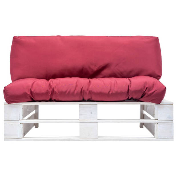 The Living Store Palletbank - Tuinbank 110 x 66 x 65 cm - Grenenhout - Rood kussen