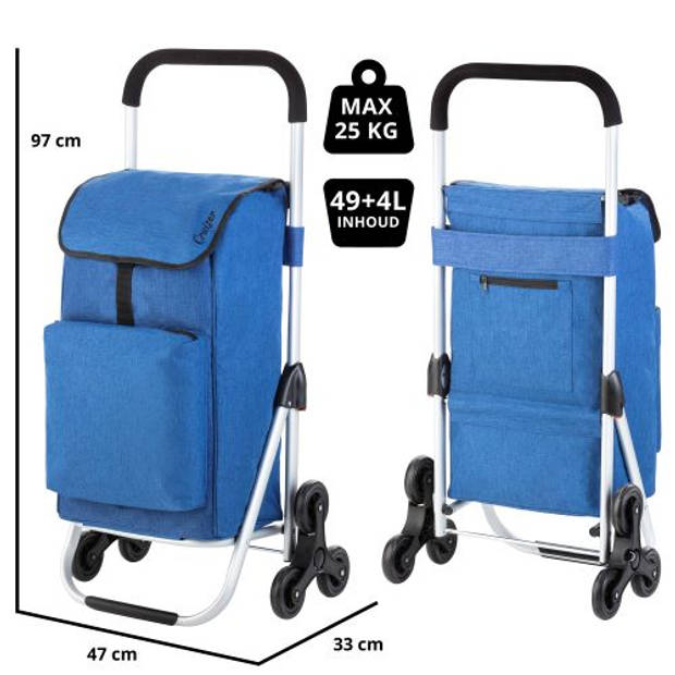ShoppingCruiser® ‘Stair Climber’ Boodschappentrolley voor trappen Trappenloper Boodschappenwagen Blauw