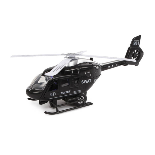 2-Play politiehelikopter USA pull-back 22 cm zwart