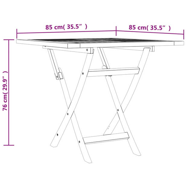 vidaXL Tuintafel inklapbaar 85x85x76 cm massief teakhout