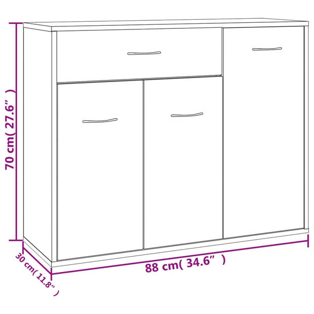 vidaXL Dressoir 88x30x70 cm bewerkt hout betongrijs