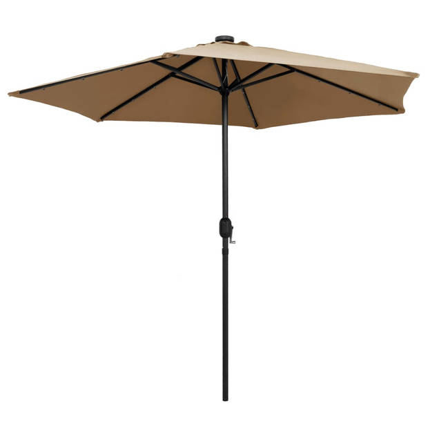 The Living Store Tuinparasol - Grijs - 270 x 236 cm - LED-verlichting