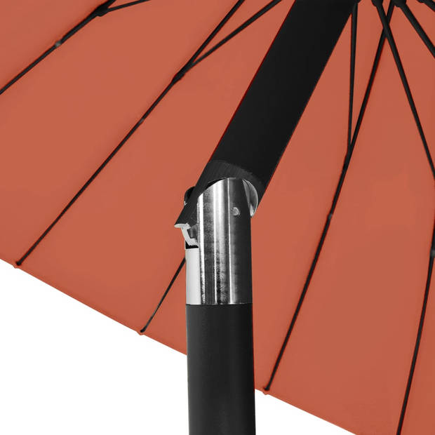 The Living Store Parasol 270 x 246 cm - terracotta - uv-beschermend polyester - aluminium paal - zwengelmechanisme - 24