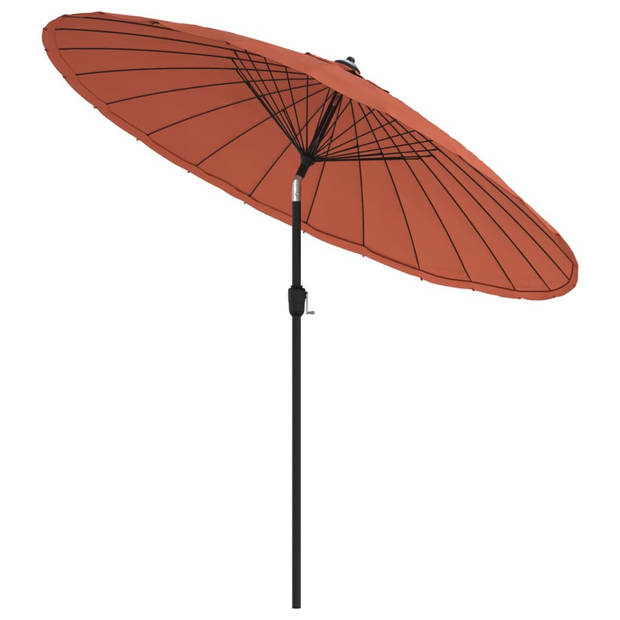 The Living Store Parasol 270 x 246 cm - terracotta - uv-beschermend polyester - aluminium paal - zwengelmechanisme - 24