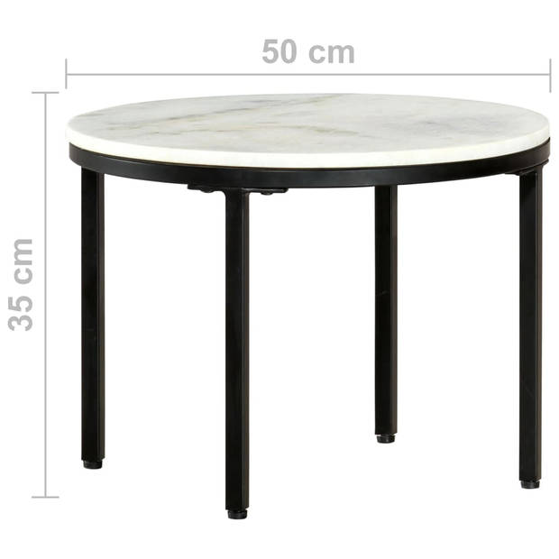 vidaXL Salontafel Ø50 cm echt massief marmer wit en zwart