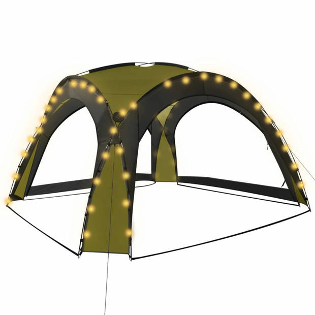 vidaXL Partytent met LED en 4 zijwanden 3,6x3,6x2,3 m groen