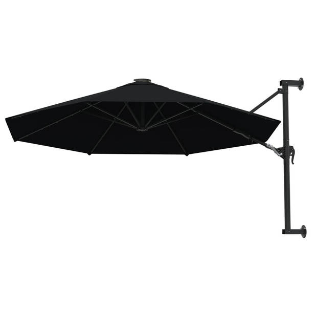 vidaXL Wandparasol met metalen paal 300 cm zwart