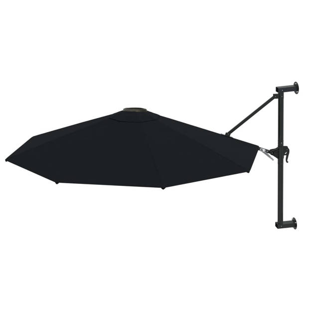 vidaXL Wandparasol met metalen paal 300 cm zwart