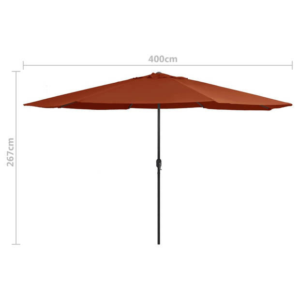 The Living Store Parasol Terracotta 400 x 267 cm - Anti-vervagend polyester - Metalen paal - 8 baleinen