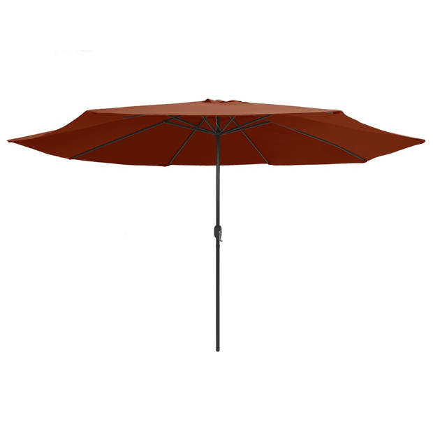 The Living Store Parasol Terracotta 400 x 267 cm - Anti-vervagend polyester - Metalen paal - 8 baleinen