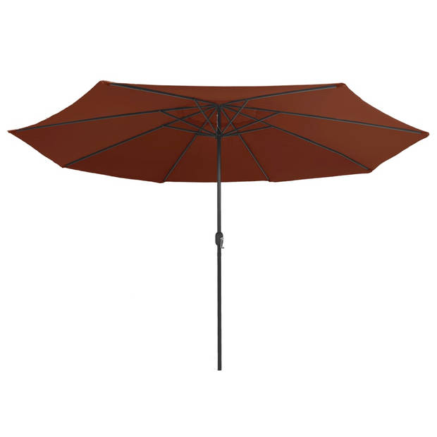 The Living Store Parasol Terracotta 400 x 267 cm - Anti-vervagend polyester - Metalen paal - 8 baleinen