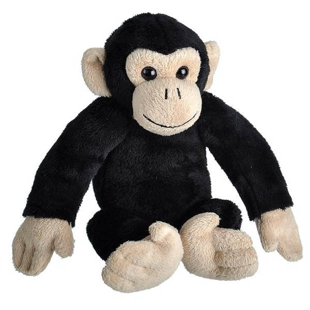 Wild Republic knuffel chimpansee 20 cm pluche zwart / taupe