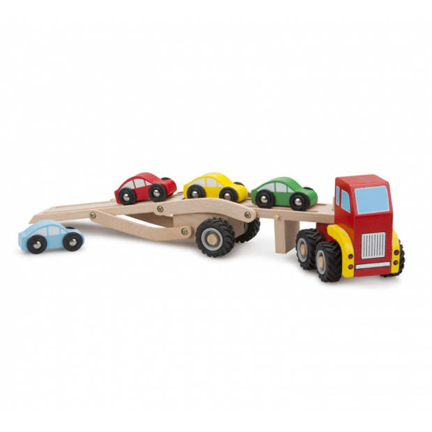 New Classic Toys autotransporter junior hout rood/bruin 2-delig