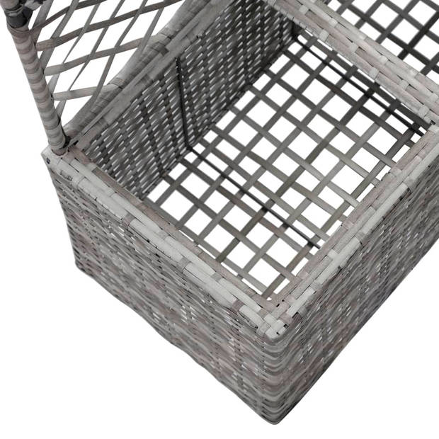 vidaXL Latwerkplantenbak verhoogd met potten 58x30x107 cm rattan grijs