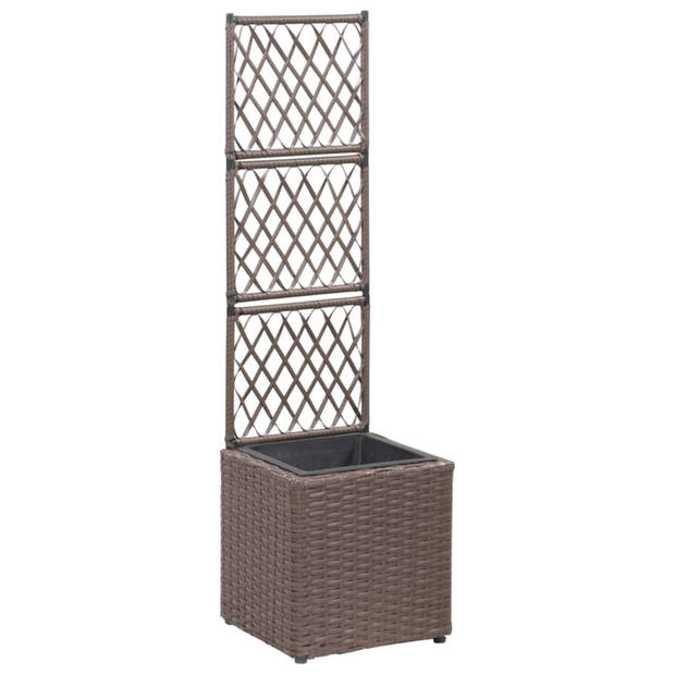 vidaXL Latwerkplantenbak verhoogd met 1 pot 30x30x107 cm rattan bruin