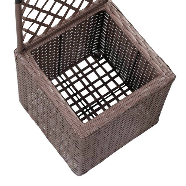 vidaXL Latwerkplantenbak verhoogd met 1 pot 30x30x107 cm rattan bruin