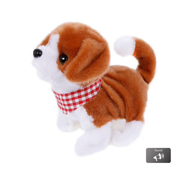 Take Me Home loophond pluche 17 cm junior wit/bruin