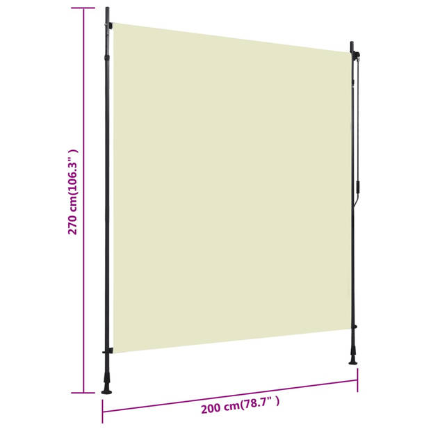 vidaXL Rolgordijn voor buiten 200x270 cm crème