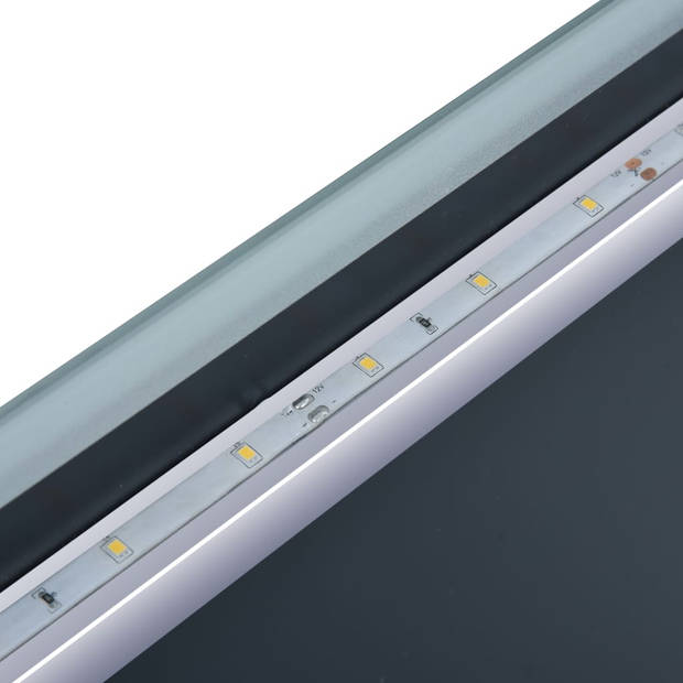 The Living Store Badkamerspiegel LED-verlichting - 80 x 60 cm - IP44 - inclusief vergrotende spiegel en tijdweergave
