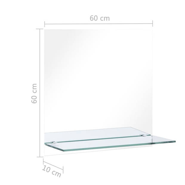 vidaXL Wandspiegel met schap 60x60 cm gehard glas