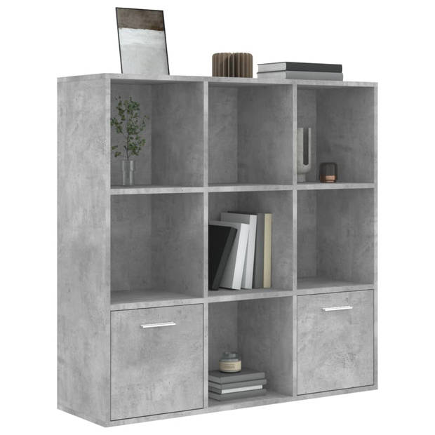 The Living Store Boekenkast Betongrijs 98x30x98 cm - Open kubussen en 2 deuren