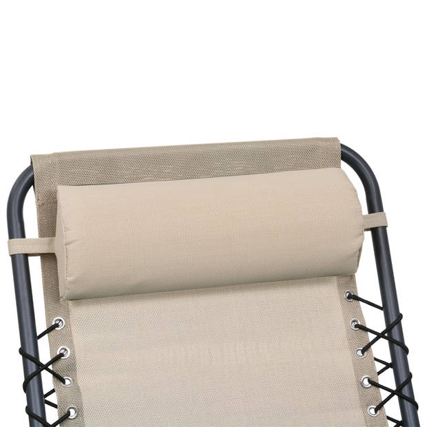 The Living Store Hoofdsteun Tuinstoelen - Kussenhoes Textileen - Dik gevuld - 40x7.5x15 cm - Creme