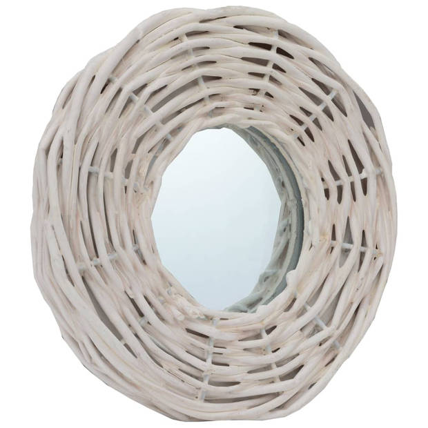 The Living Store Wicker Spiegels - Set van 3 - Wit - 15 cm diameter