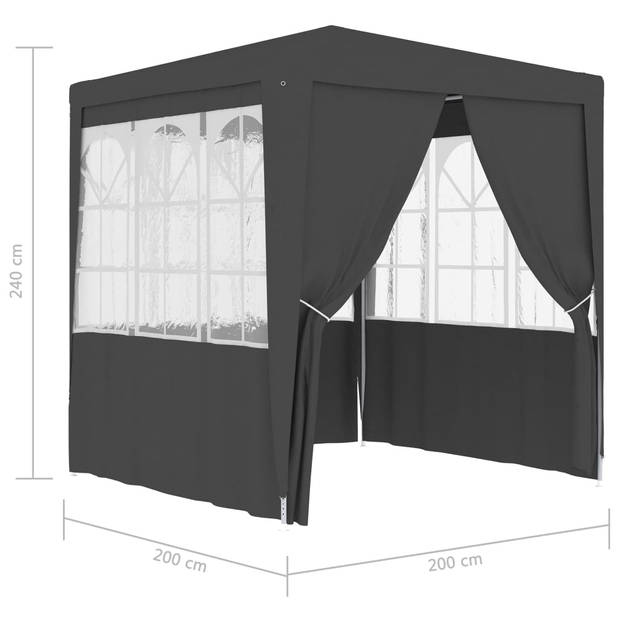 vidaXL Partytent met zijwanden professioneel 90 g/m² 2x2 m antraciet