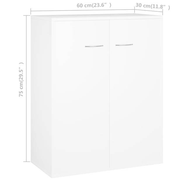 The Living Store Dressoir - Wit - 60 x 30 x 75 cm - 2 deuren - Spaanplaat