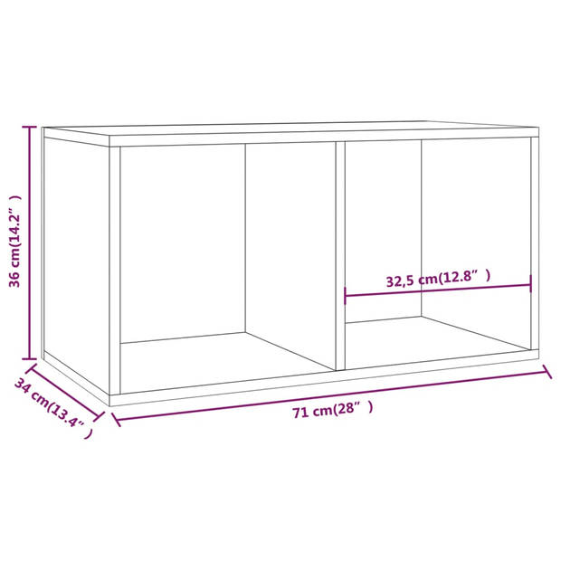 vidaXL Opbergbox voor LP's 71x34x36 cm bewerkt hout zwart