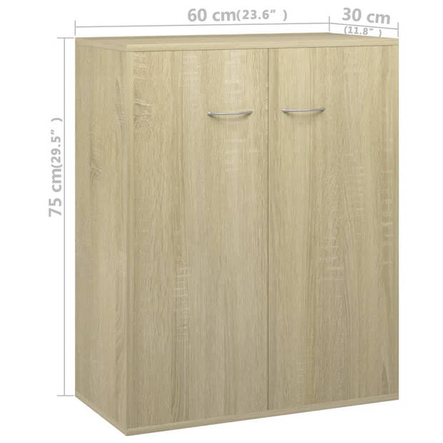 vidaXL Dressoir 60x30x75 cm bewerkt hout sonoma eikenkleurig