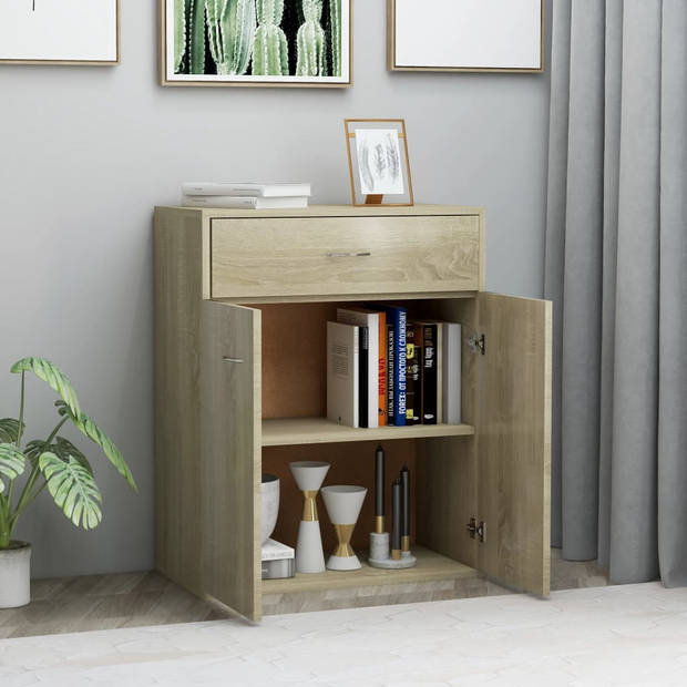 The Living Store Dressoir - Sonoma eiken - 60 x 30 x 75 cm - 2 deuren en 1 lade